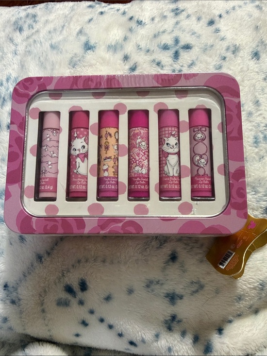 Taste Beauty Other - Pink Lip Balm Tin Set with Six Decorative Balms